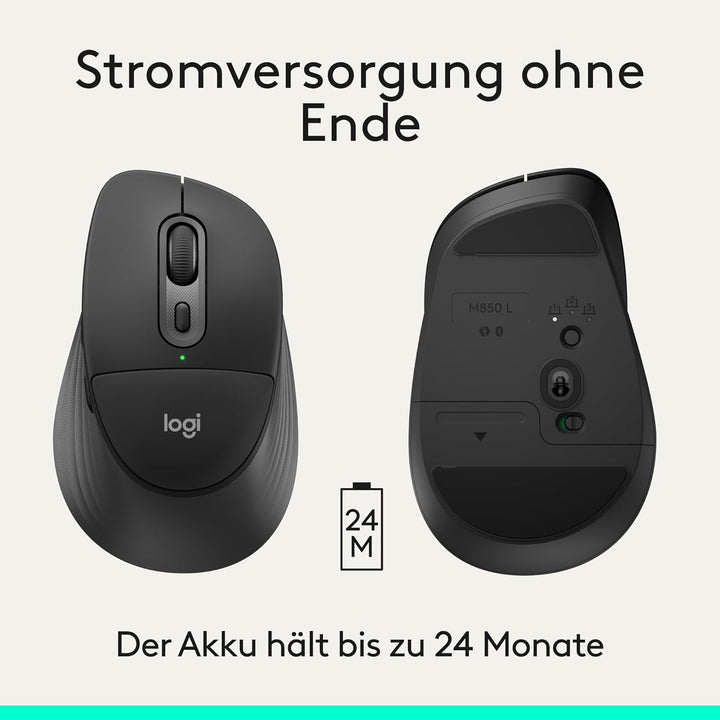 Logitech Signature Comfort Plus M850 L kabellose Maus, Bluetooth-Maus mit Handballenkissen, geräusch