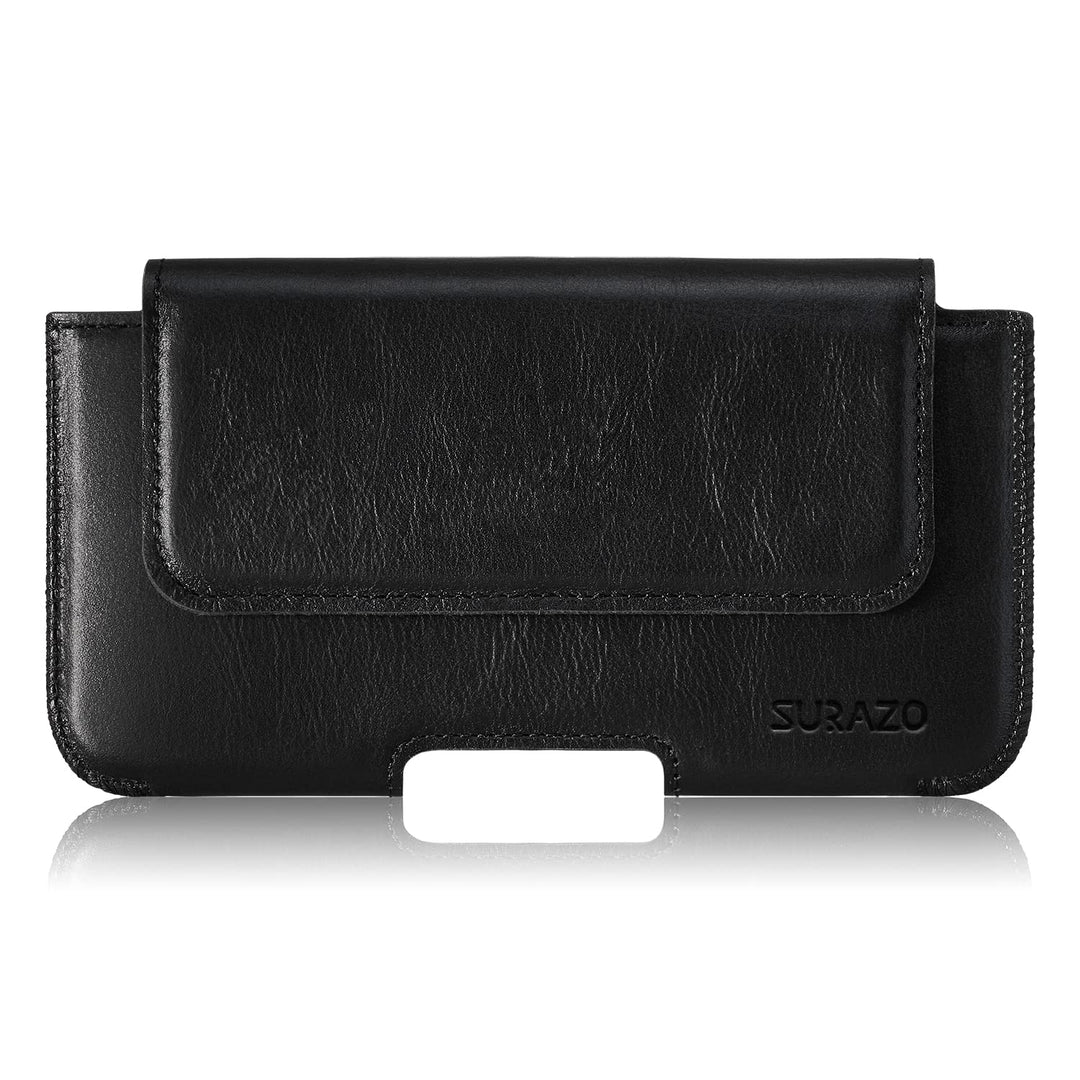 SURAZO Premium 100% Echtleder Gürteltasche für Apple iPhone 15 Pro Max Hülle Leder – Horizontale Hol