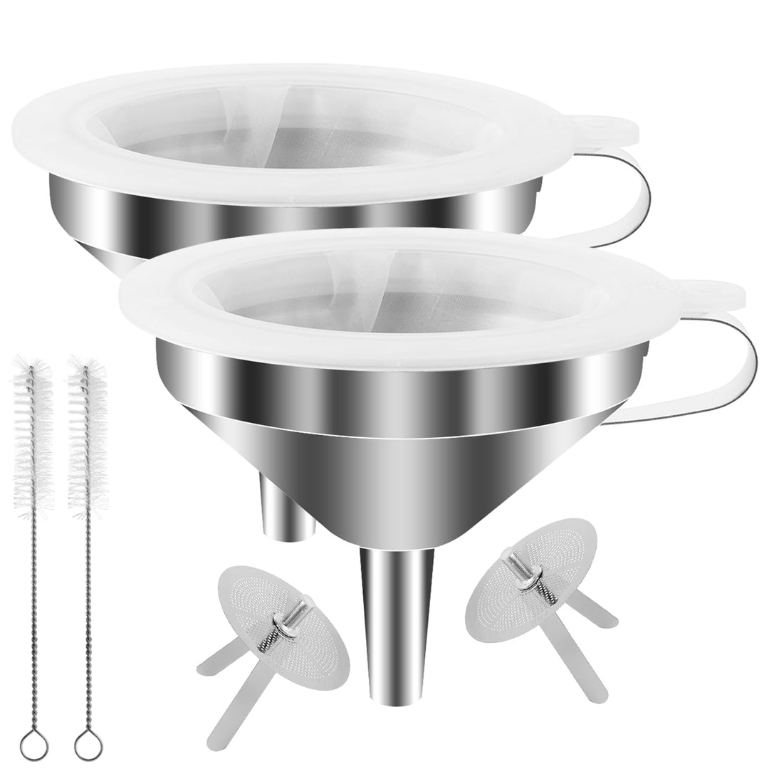 SHUESS 2 Edelstahl Trichter Set zum Übertragen Flüssigkeit, Speiseölen, Marmelade, Trichter Set 13cm