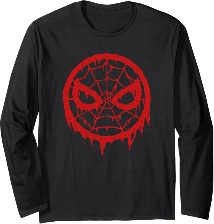 Marvel Spider-Man Mask Logo Melting Paint Drip Langarmshirt