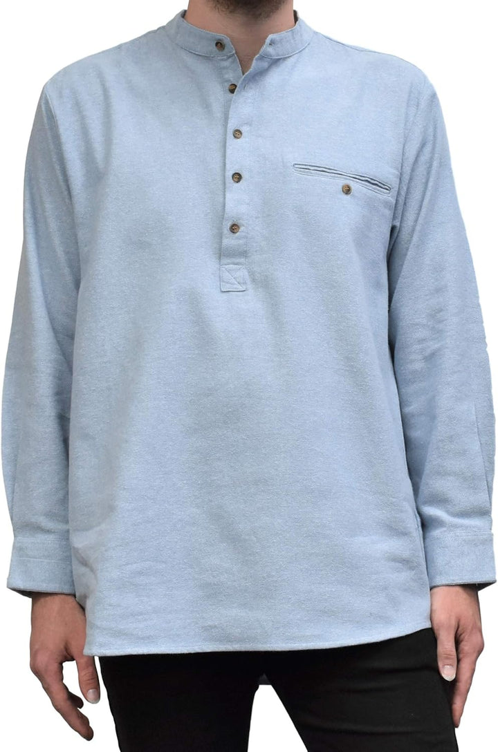 Lee Valley Grandfather-Hemd aus irischem gestreiftem Baumwollflanell für Herren XL Blau, XL Blau