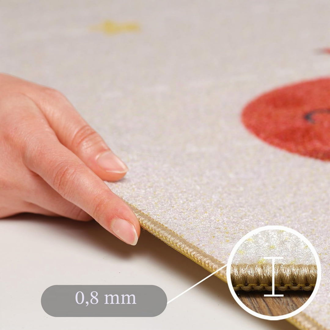 HomebyHome Teppich Kinderzimmer Planeten Muster Jungen-Mädchen Kinderteppich Beige Babyzimmer Teppic