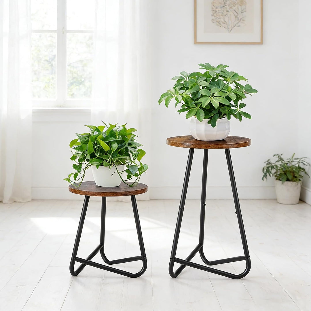HDANI Rund Pflanzenständer,Blumenständer,Pflanzenregal aus Holz und Metall,Modernes Regal für Zimmer