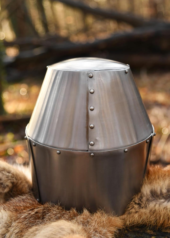 Battle-Merchant Grosser Helm Pembridge, um ca. 1370, 1,2mm Stahl - schaukampftauglich - Topfhelm - T