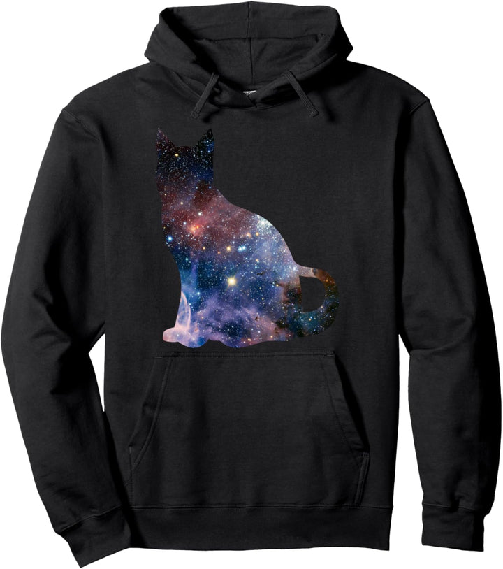 Weltraumgalaxiekatzenschattenbild Pullover Hoodie