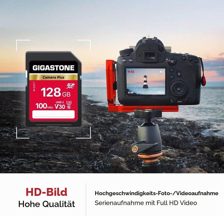 Gigastone SDXC-Speicherkarte, 128 GB, 2 Karten, Primärserie, Geschwindigkeit 80 MB/s, kompatibel mit