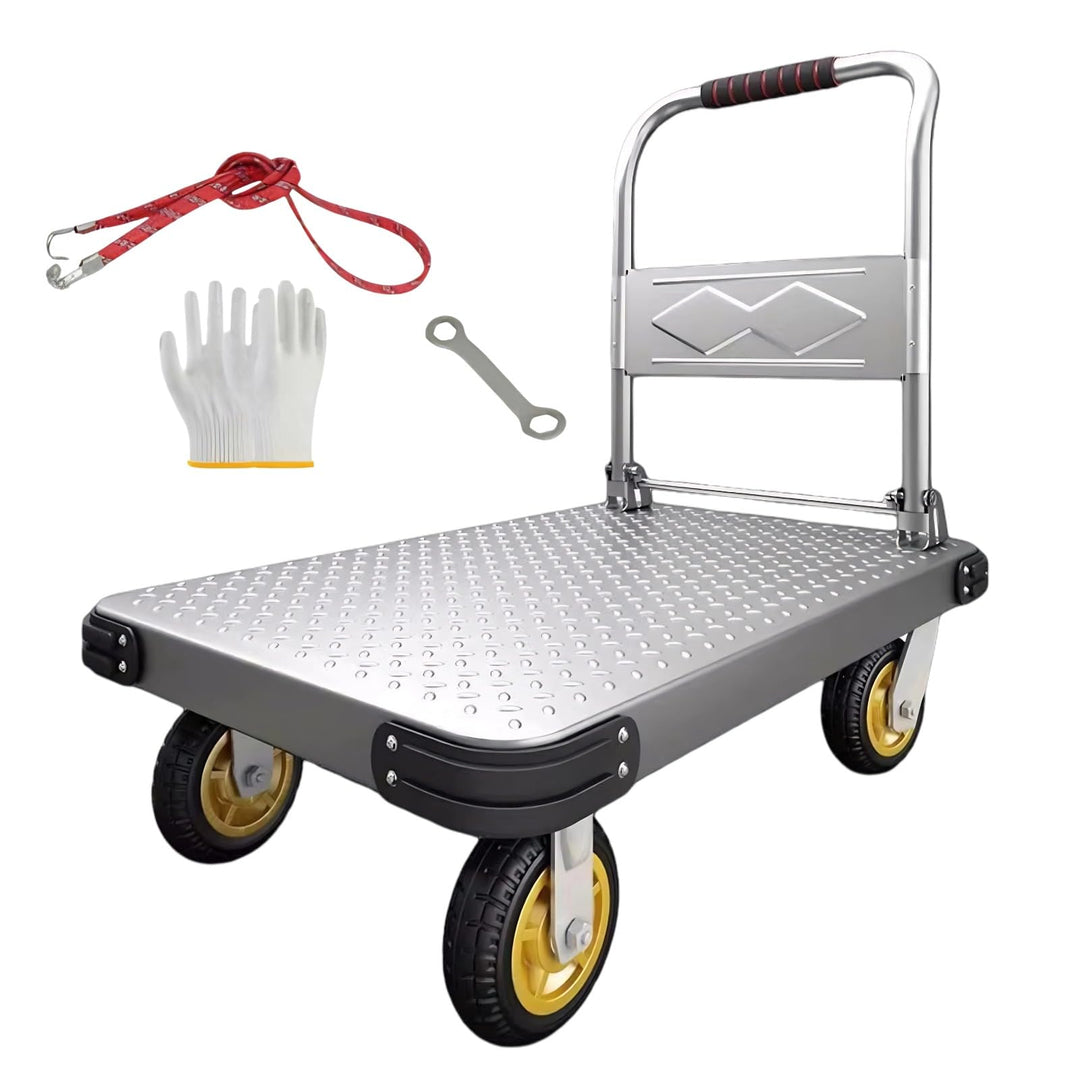 Plattformwagen 500 kg, Robuste Klappbarer Transportwagen, 90x60cm | Sackkarre mit Kollisionssicherem