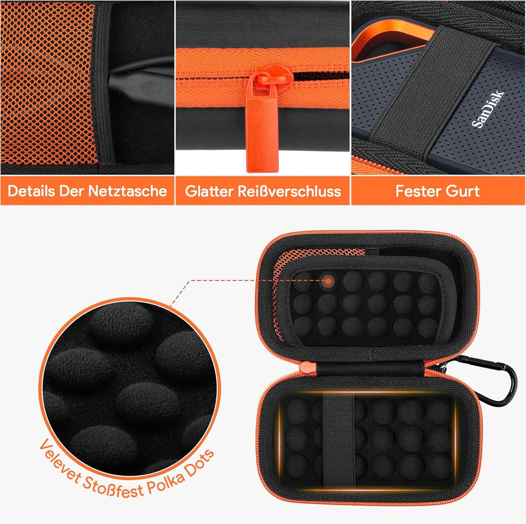 Tasche Hülle für SanDisk Portable/Extreme/Extreme PRO Portable SSD Externe Festplatte, Hart Reise Tr