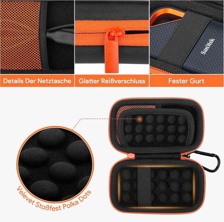 Tasche Hülle für SanDisk Portable/Extreme/Extreme PRO Portable SSD Externe Festplatte, Hart Reise Tr