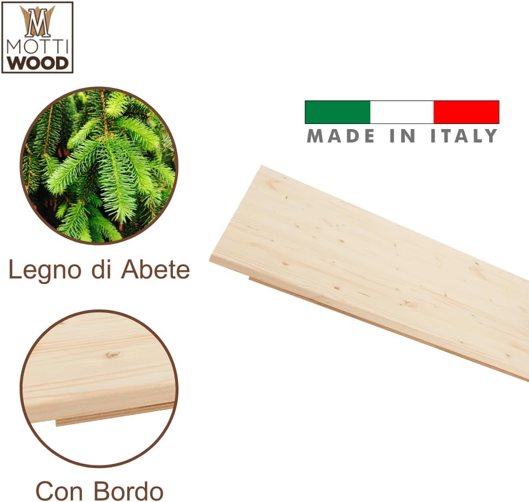 Pasta-Brett, 100% natürliches Fichtenholz, 70 x 40 x 1,8 cm, mit Stufe, hergestellt in Italien