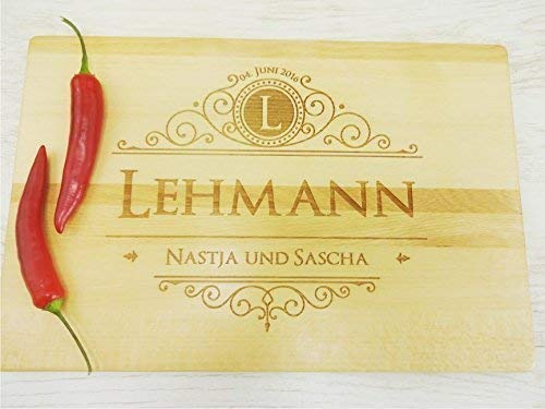 Personalisiertes Schneidebrett mit Monogramm | Handgefertigt Holzbrett | Frühstücksbrettchen | Hochz