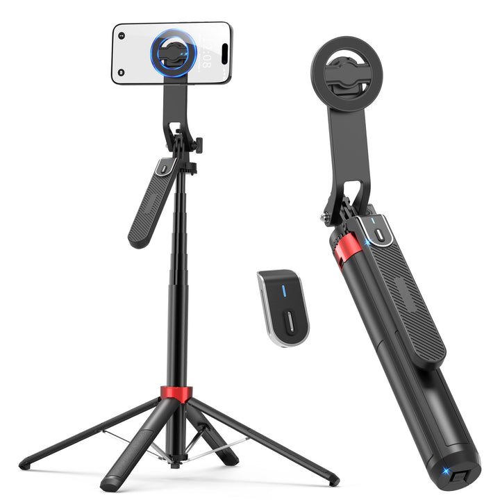 PlusAcc 176cm Magnetisches Selfie-Stativ für MagSafe - Stabile Tripod Stick Halterung & 360° drehbar