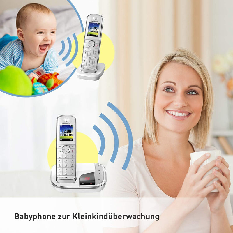 Panasonic KX-TGJ322GW Familien-Telefon mit Anrufbeantworter (schnurloses Telefon DUO, strahlungsarm,