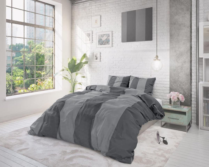 Sleeptime Bettwäsche Baumwolle, Grau, Martin, 200cm x 220cm, Mit 2 Kissenbezüge 60cm x 70cm 200 x 22
