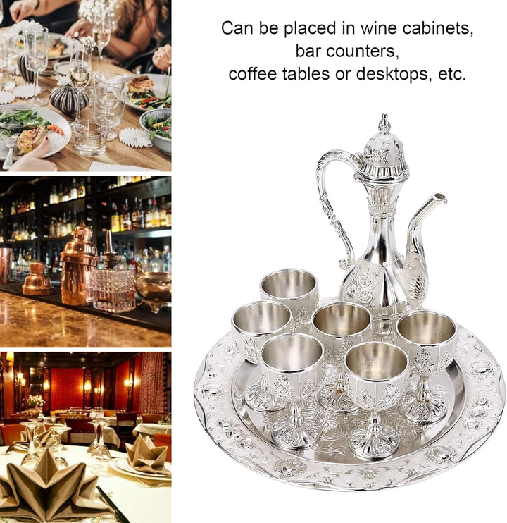 Vintage Exquisite Metall Weinglas Krug Set,Retro Türkischen Europäischen Stil Kunsthandwerk Teekanne