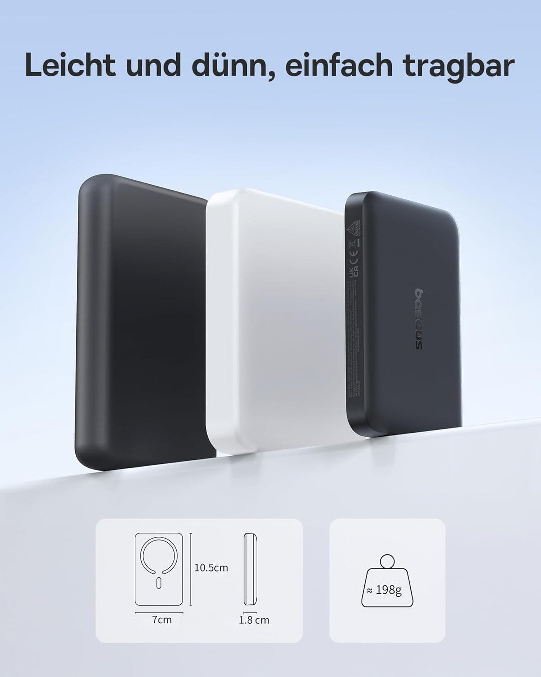 Baseus Enerfill MagSafe Powerbank 10000mAh 30W USB C Magnetische Power Bank, Kabellose Externe Handy