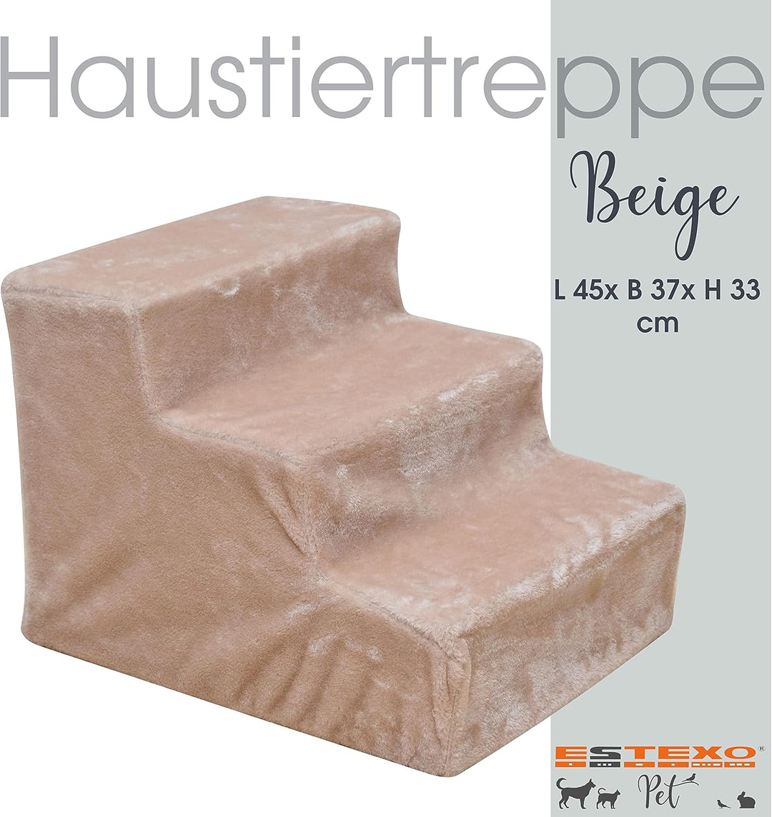 ESTEXO Hundetreppe Katzentreppe Haustiertreppe Tiertreppe Treppenstufen Plüschbezug Einstieghilfe 3