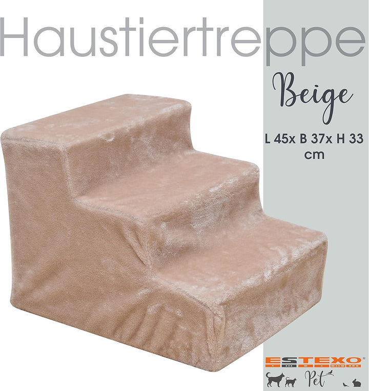 ESTEXO Hundetreppe Katzentreppe Haustiertreppe Tiertreppe Treppenstufen Plüschbezug Einstieghilfe 3