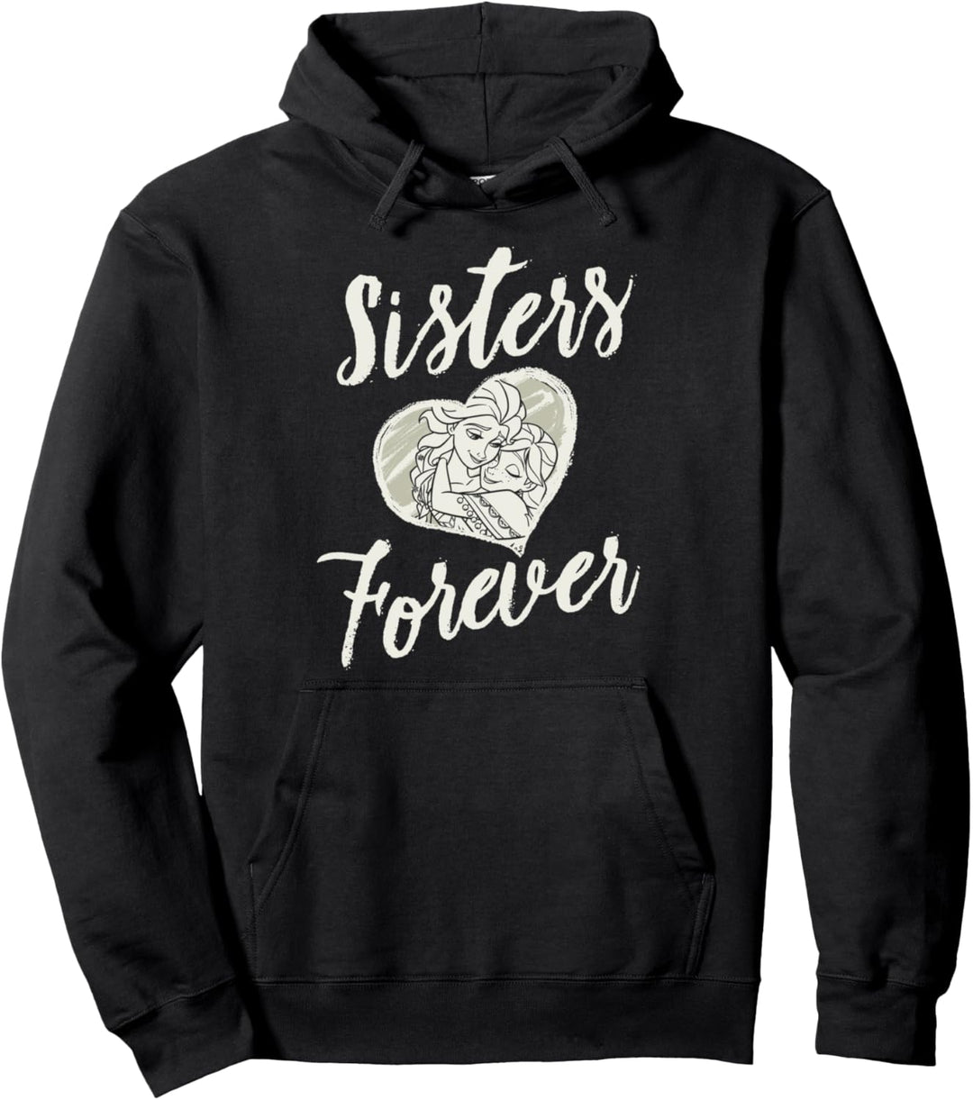 Disney Frozen Elsa And Anna Sisters Forever Heart Portrait Pullover Hoodie
