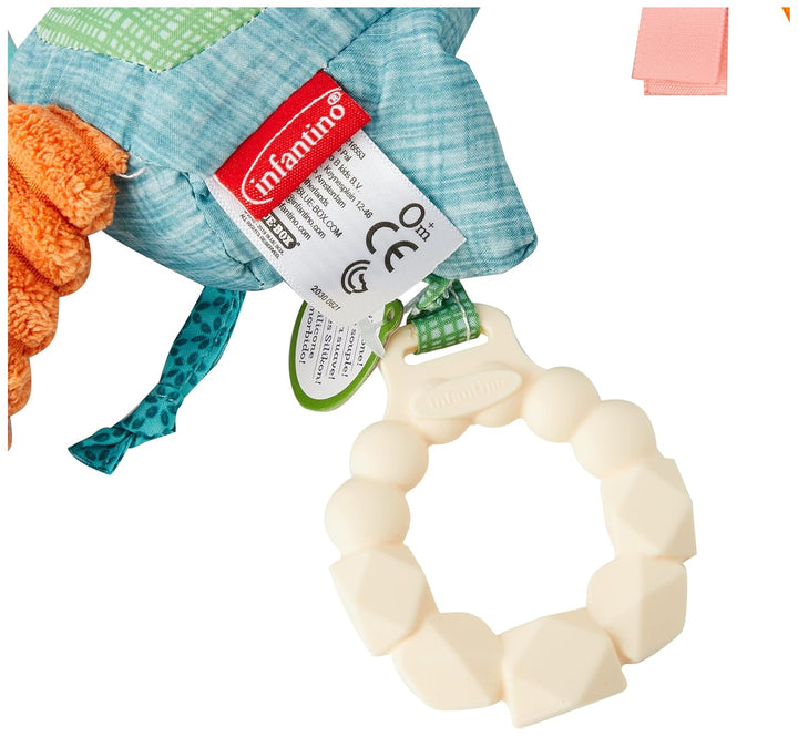 Infantino Go Gaga Peanut the Elephant Activity Pal, Elefant-Plüschtier, sensorisches Lern-Spielzeug,