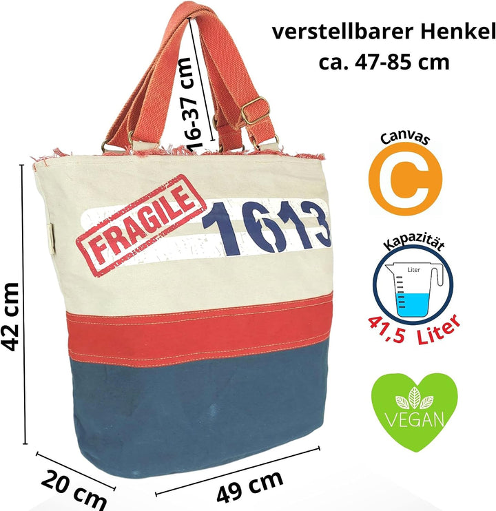 Sunsa XXL Damen Handtasche. Grosse Tasche aus Canvas. Vegane Strandtasche/Schultertasche. Weekender