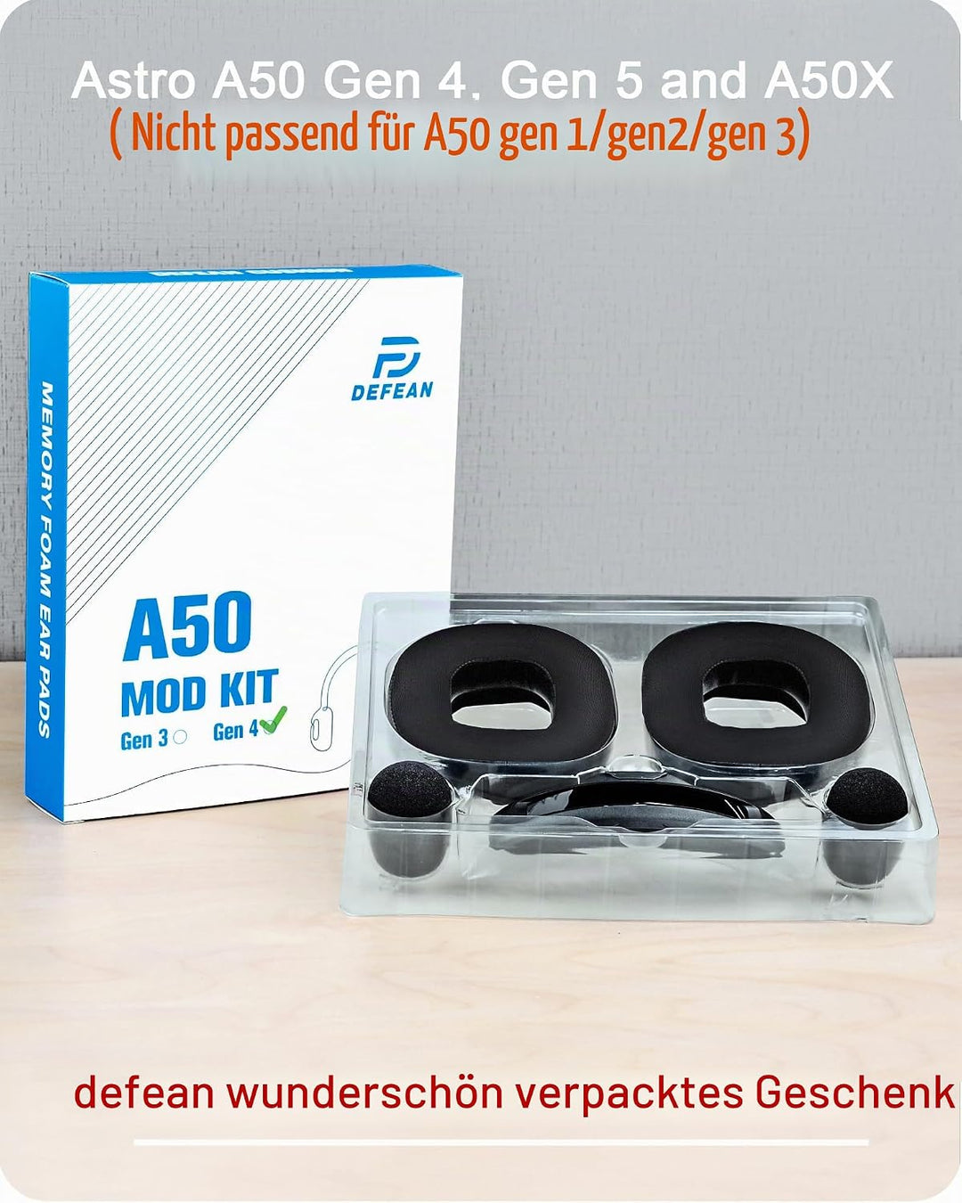 A50 Gen 4 Mod Kit – defean Ersatz-Ohrpolster und Kopfband, kompatibel mit Astro A50 Gen 4 Headset, O