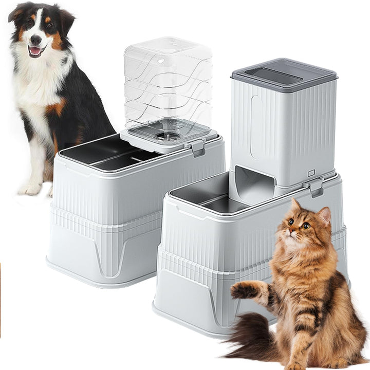2Pcs 3L Futterautomat Hunde Set – klappbare und höhenverstellbare Futterspender mit Edelstahl-Napf,