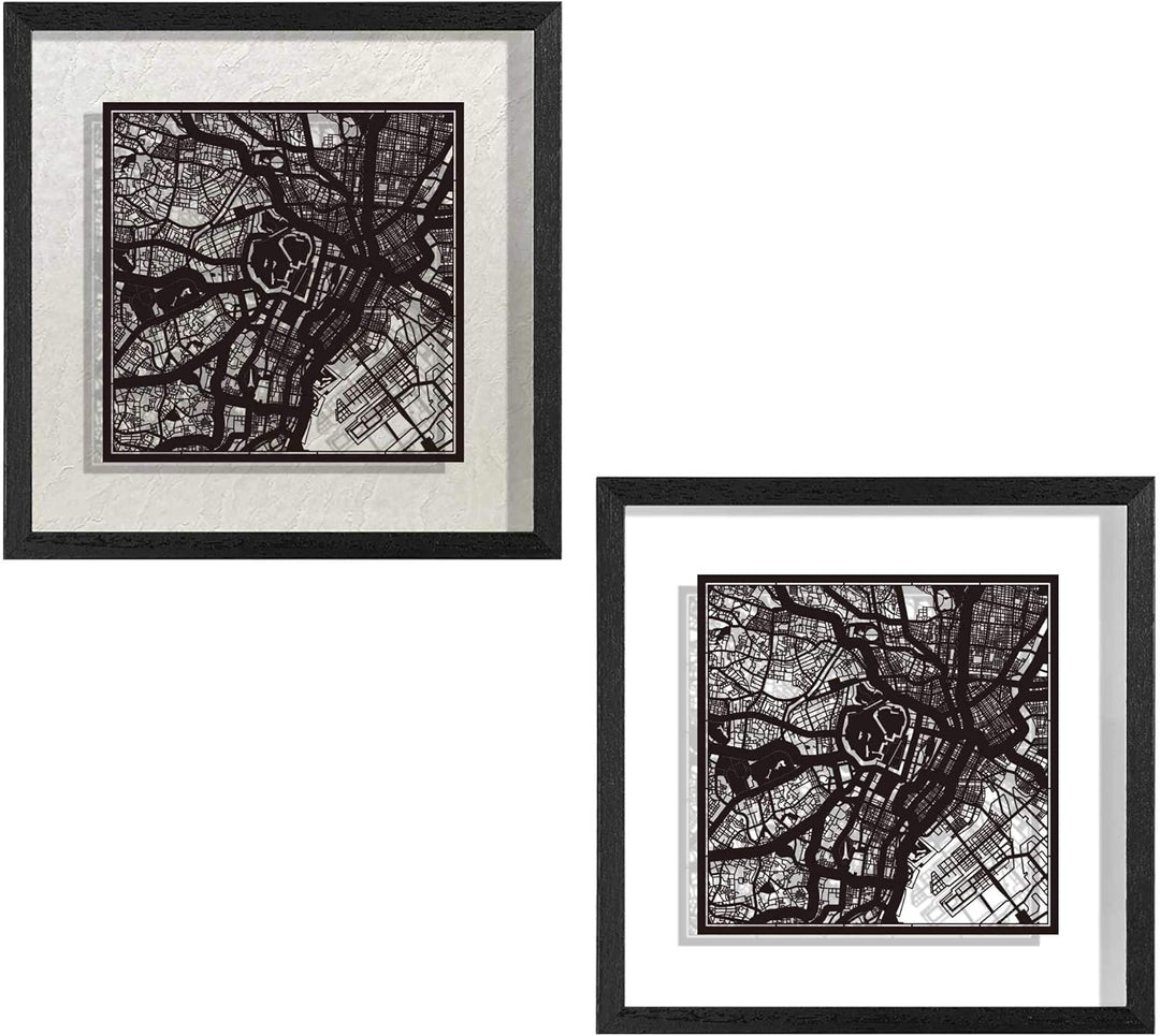 O3 DESIGN STUDIO - Marco de Papel para mapas, 22,8 x 22,8 cm, en Caja de Regalo, Fondo, autocambiant