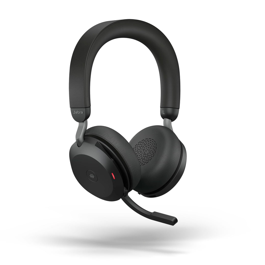 Jabra Evolve2 75 Wireless PC Headset mit Ladedock, 8-Mikro-Technologie - Dual-Foam-Stereo-Kopfhörer