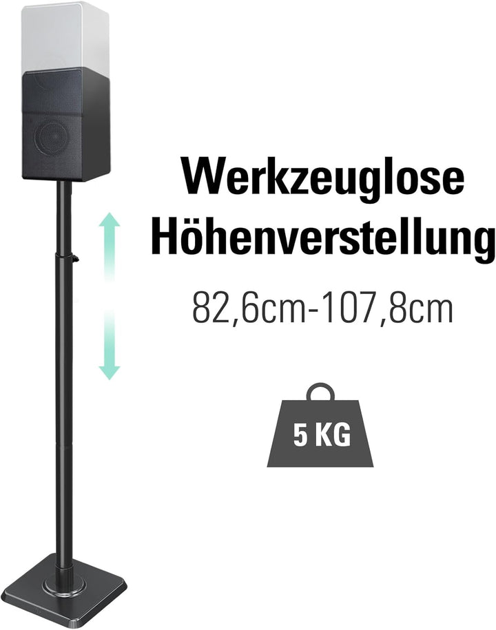 Mounting Dream Einzelner Lautsprecherständer höhenverstellbar für Satelliten bis 5 kg, ein Bodenstän