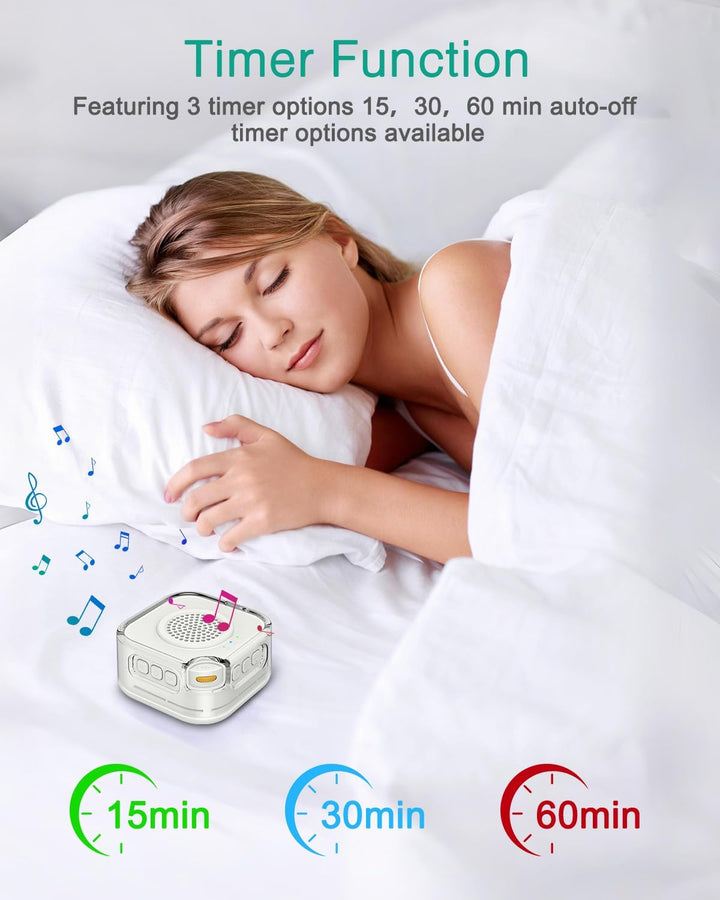 White Noise Machine Baby, ORIA Weisses Rauschen Soundmaschine mit Nachtlicht, Mini Bluetooth Lautspr