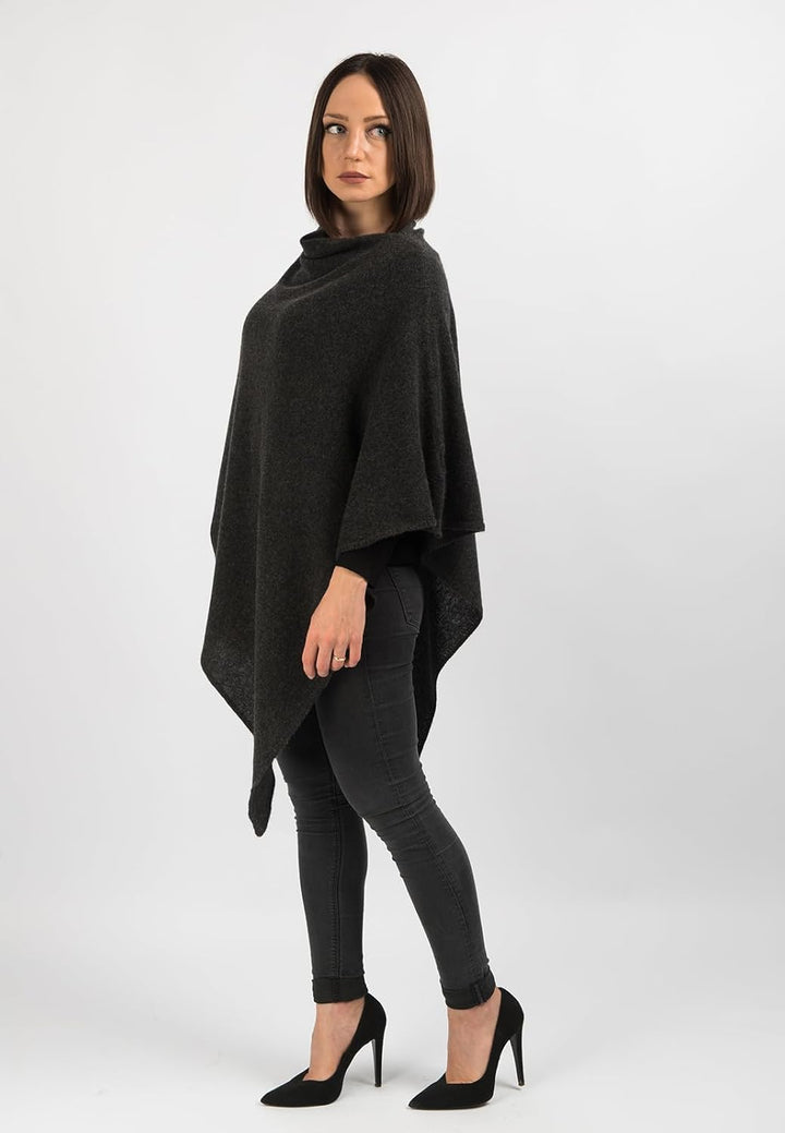 Dalle Piane Cashmere - Poncho aus 100% Kaschmir - Made in Italy - für Frau Einheitsgrösse Anthrazit,