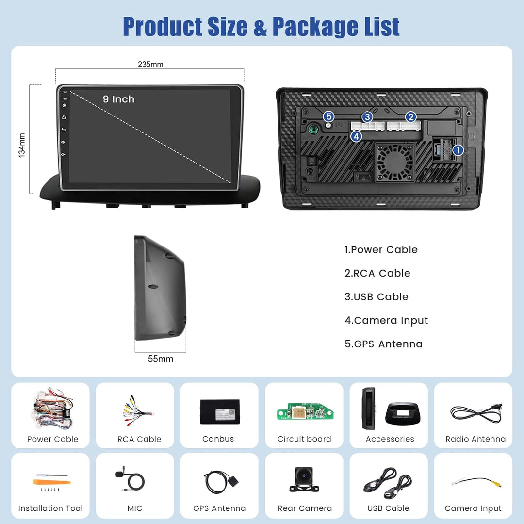 Inefala 8 Kern 6G+128G Android 15 Autoradio für Renault Megane 3 2009-2014 mit Wireless Carplay Andr