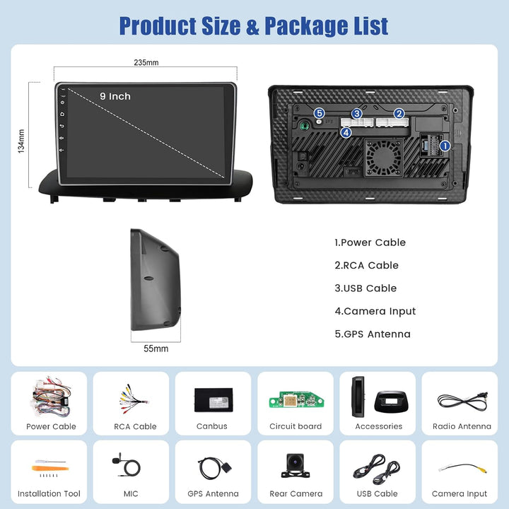 Inefala 8 Kern 6G+128G Android 15 Autoradio für Renault Megane 3 2009-2014 mit Wireless Carplay Andr