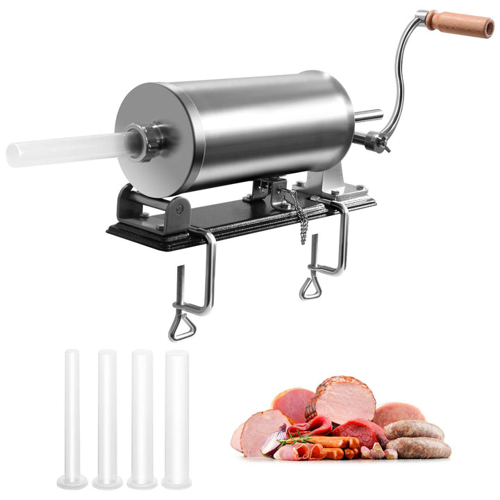GOPLUS Wurstfüller aus Edelstahl, Wurstfüllmaschine Wurstmaschine Manuell, Wurstpress mit 4 Verschie