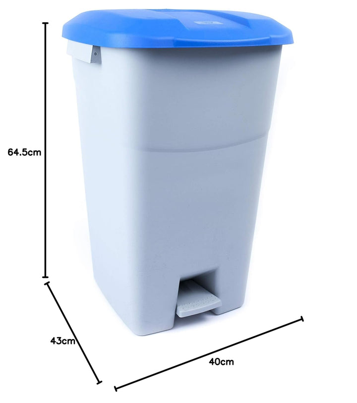 Tayg - 60 Liter Abfallbehälter mit Pedal, grauem Boden und blauem Deckel Graue Basis Abdeckung, Blau