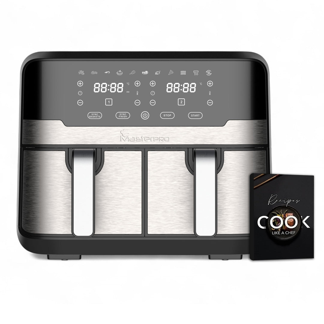 MasterPRO Rocket Duo 900 | Hot Air Fryer Double | Black | 9L Capacity and 2100W Power | LED Touch Sc