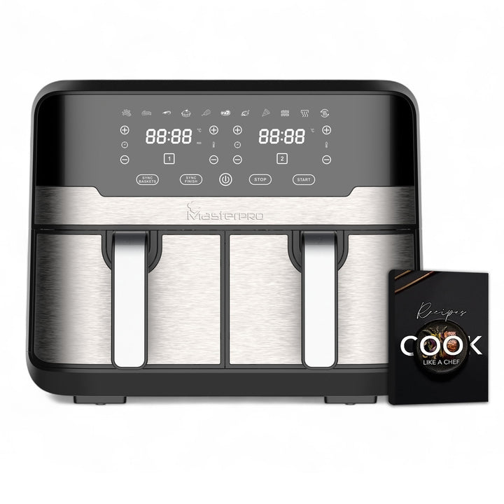 MasterPRO Rocket Duo 900 | Hot Air Fryer Double | Black | 9L Capacity and 2100W Power | LED Touch Sc