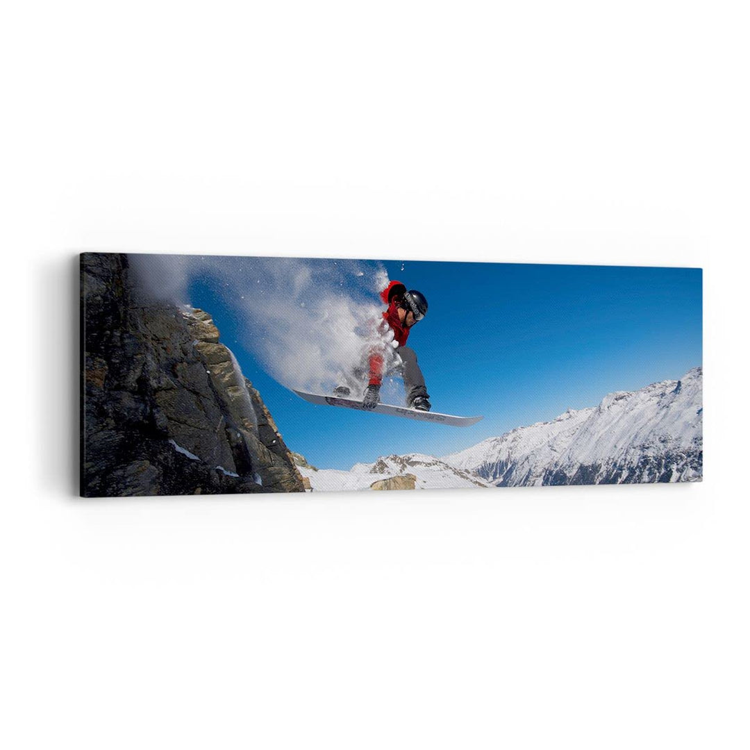Panorama Bilder auf Leinwand Snowboard Winter Berg Gipfel Leinwandbild 90x30cm Wandbilder Dekoration