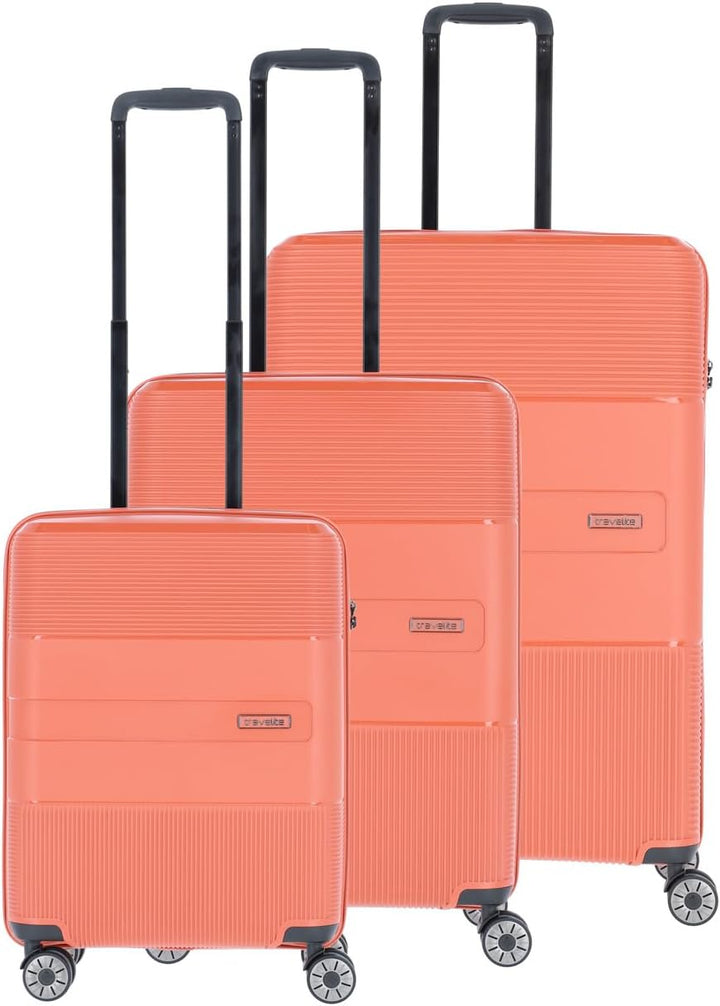 travelite 4-Rad Kofferset 3-teilig Hartschale, Grössen L/M/S mit TSA Schloss, Gepäck Serie WAAL: Sta
