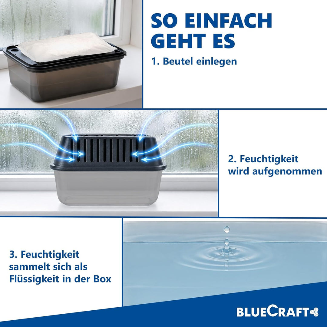Bluecraft - 10x 1kg Luft-Entfeuchter Granulat Nachfüllpack im Vliesbeutel Raumentfeuchter ohne Strom