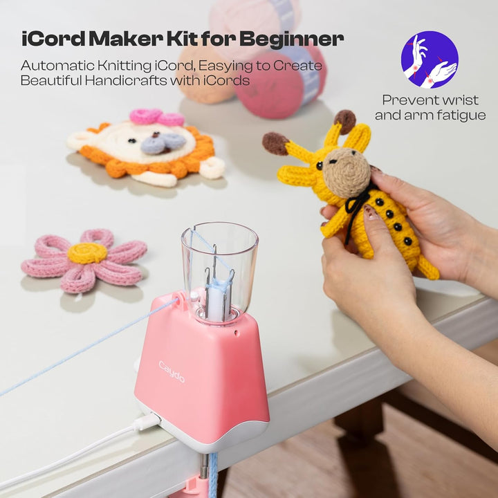 Caydo Strickmühle Kit Häkelset für Anfänger, Elektrisch Strickmaschine Set Automatische Herstellung
