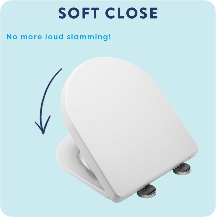 Croydex WL601522H Flexi-Fix Eyre D-förmiger WC-Sitz, passt nicht, rutscht nicht, langsam schliesst,
