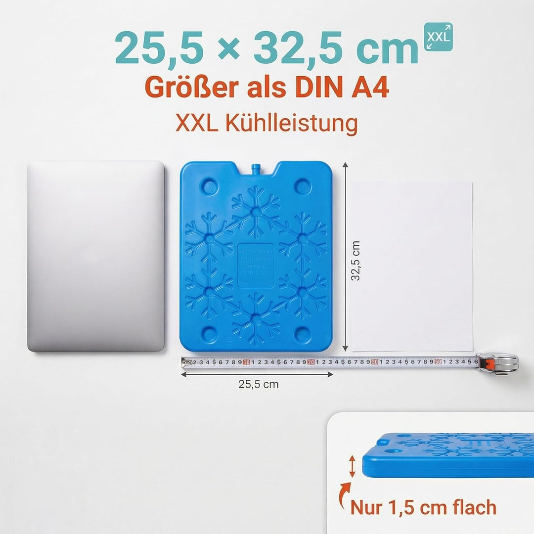MIJOMA Kühlakku 4er Set 800 ml – extra flach aus HDPE – wiederverwendbar für Kühlbox Kühltasche Camp