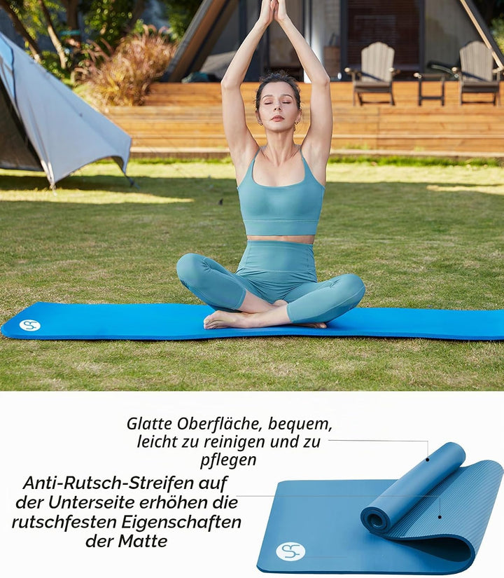 NBR Yogamatte 195×61cm 20mm Dicke Fitness Matte Gymnastikmatte für Pilates Gym Workout Zuhause mit T