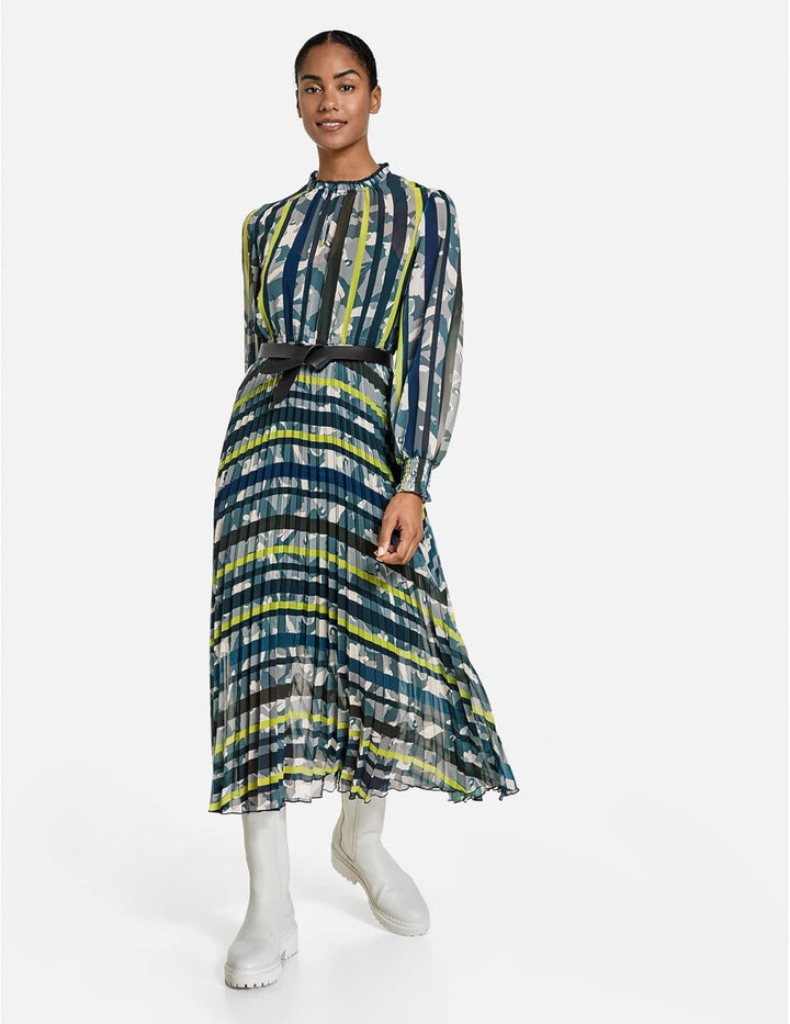 Taifun Damen Gewebe Kleid 42 Dark Lake Gemustert, 42 Dark Lake Gemustert