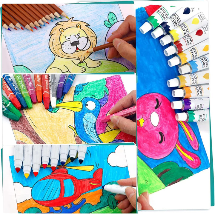 KINSPORY Malkoffer Kinder, 139 Stück Malset Kinder, Malkasten für Kinder, Deluxe Farben mit Aluminiu