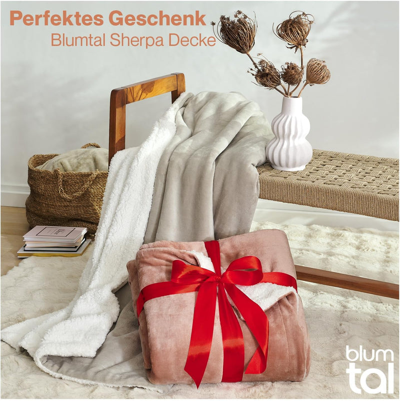 Blumtal Premium Sherpa Kuscheldecke 150 x 200 cm - warme Decke Oeko-TEX® zertifizierte Dicke Sofadec