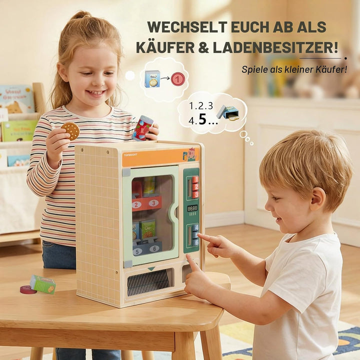 TOP BRIGHT Verkaufsautomat für Kinder ab 3 Jahren, Spielküche Zubehör Küchenset mit Snacks, Getränke