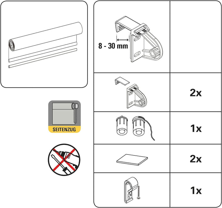 GARDINIA Rollo zum Klemmen, Tageslicht-Rollo, Blickdicht, Alle Montage-Teile inklusive, EASYFIX Roll